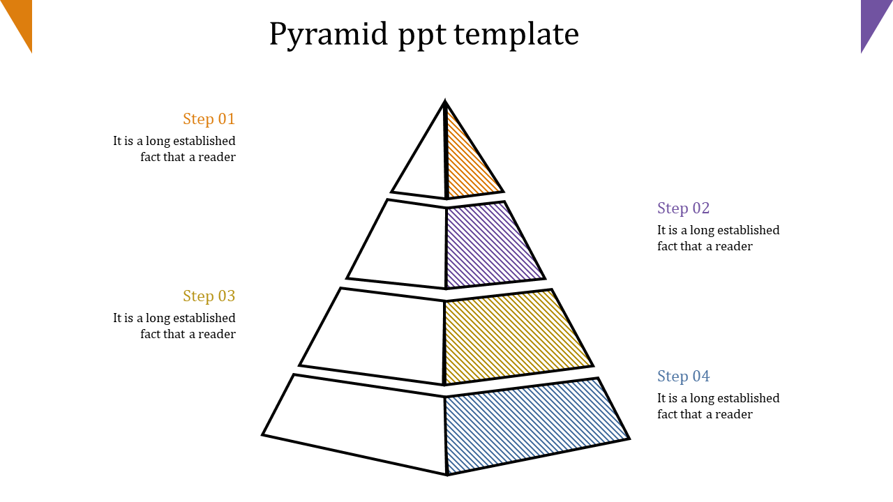 Simple Pyramid PPT Template Slide Designs-Four Node